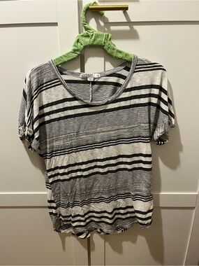 Stateside Black & White Striped Scoop Neck Short Sleeve Tee